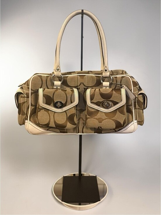 Coach Handbags - COACH Vintage Y2K Mini Boston Turnlock Satchel Shoulder Bag Canvas Leather 6232